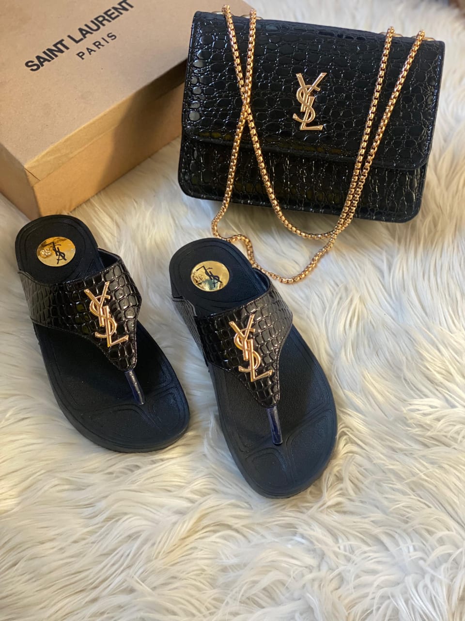 YSL Slipper & Bag Set