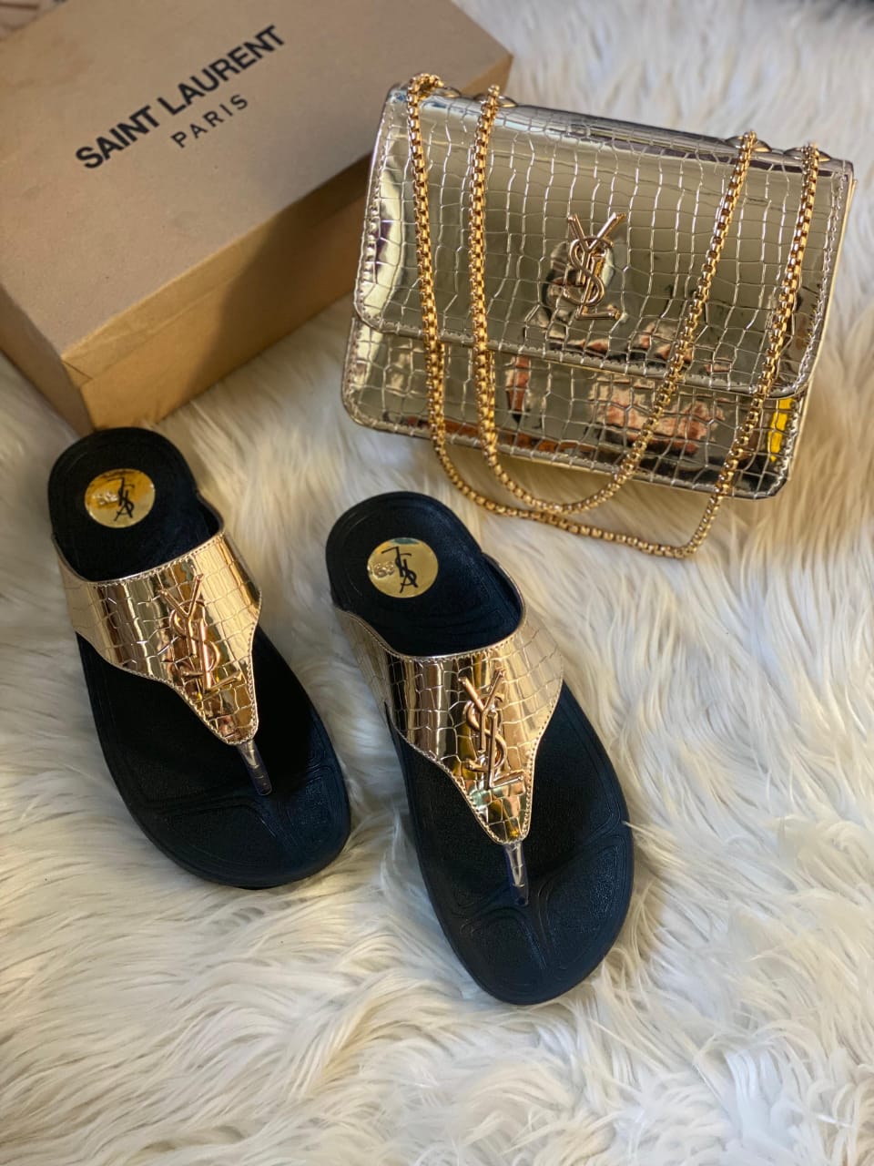 YSL Slipper & Bag Set