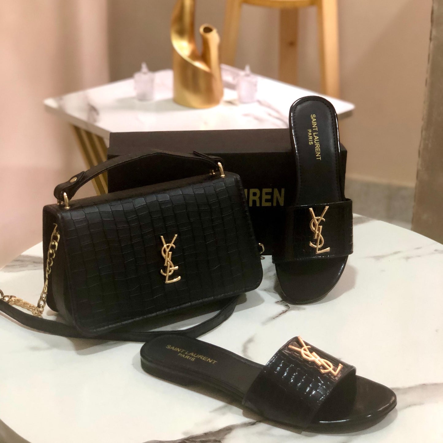 Y'S'L Slipper & Bag