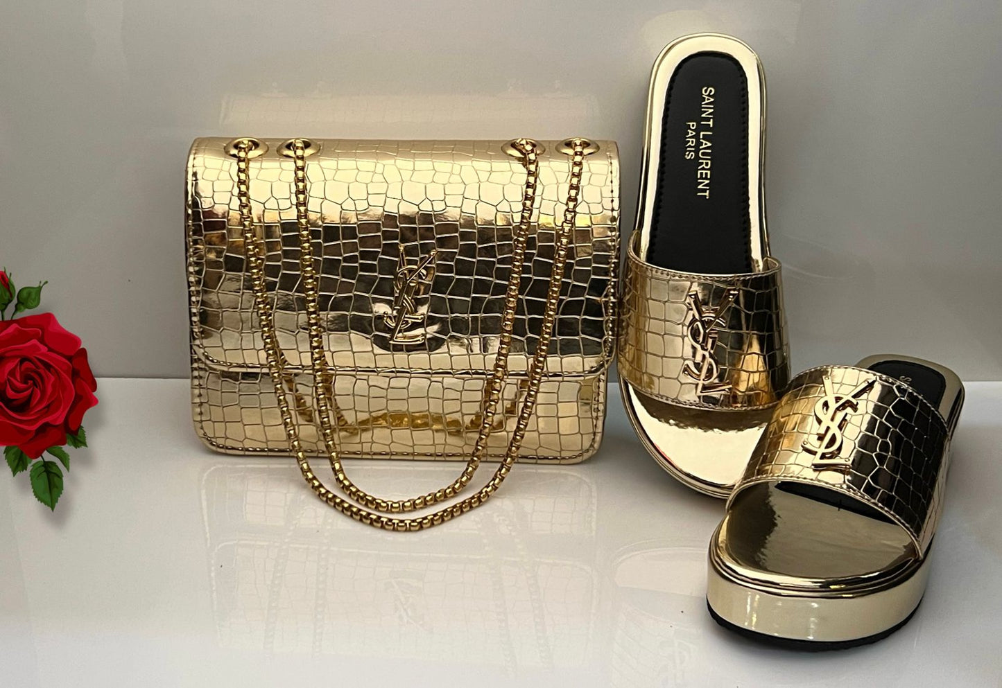 YS'L Wedges & Bag Combo