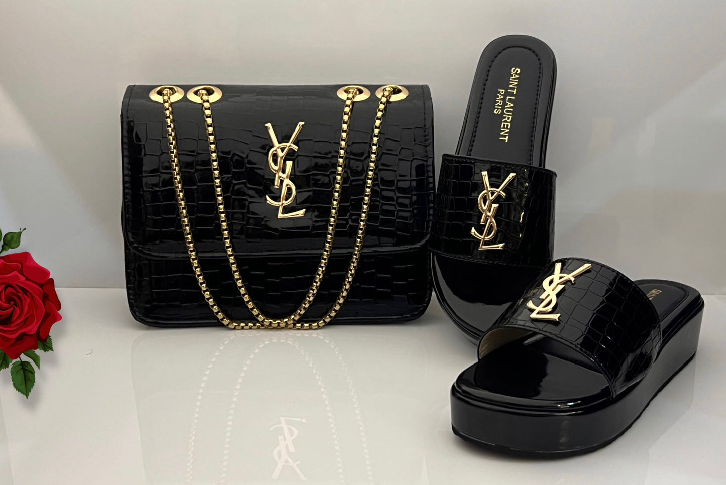 YS'L Wedges & Bag Combo