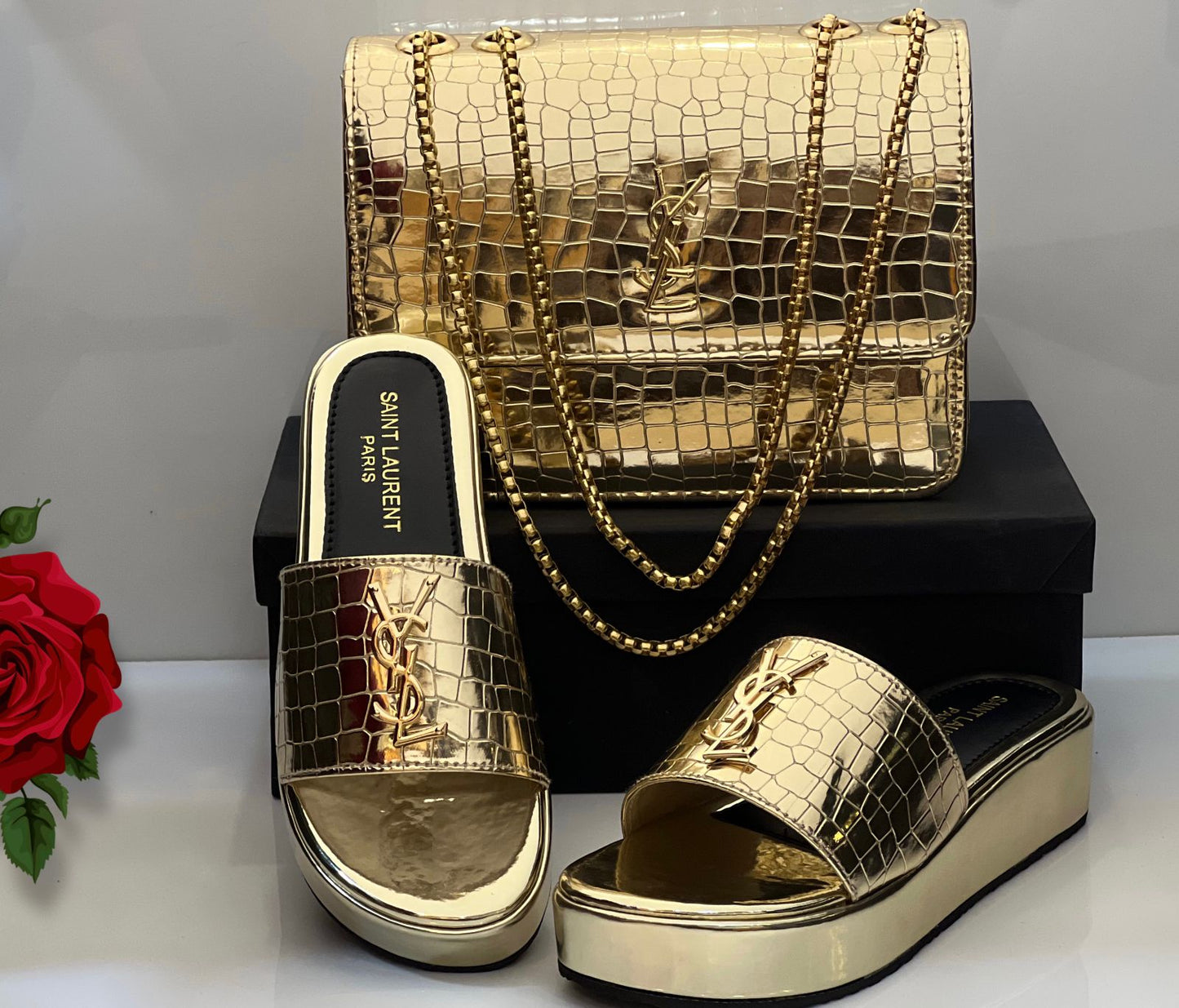 YS'L Wedges & Bag Combo