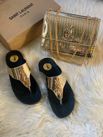 YSL Slipper & Bag Set