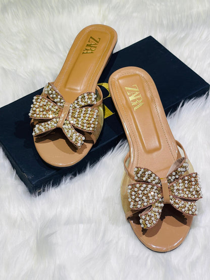 Zárá Embroidered Bow Flats EL019