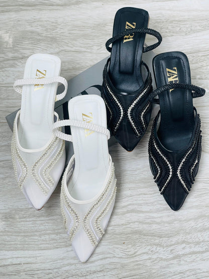 Zára X Embroidered Heels
