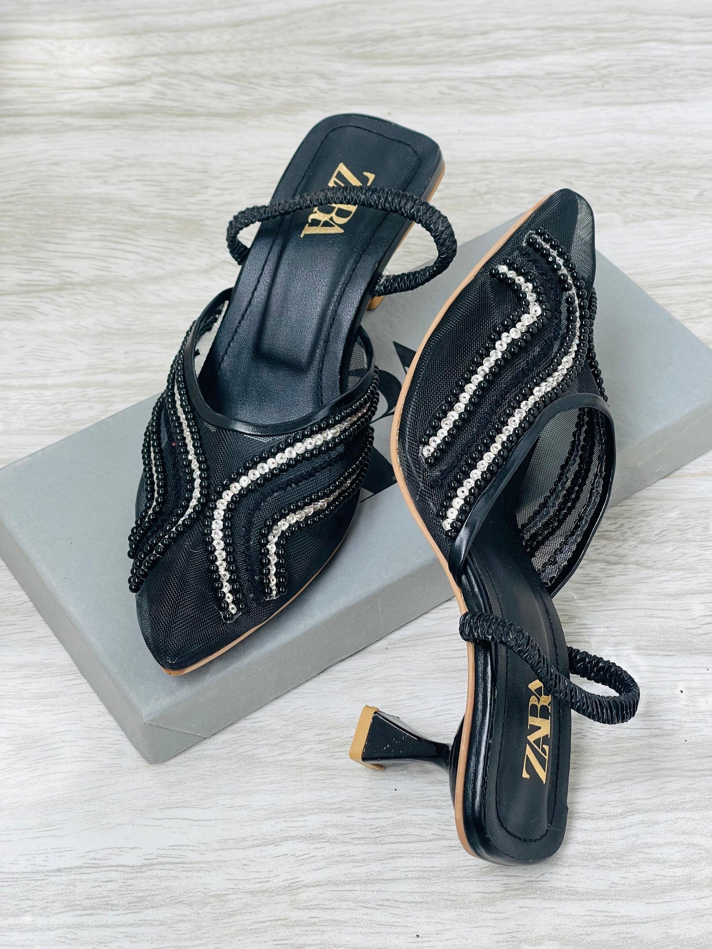 Zára X Embroidered Heels